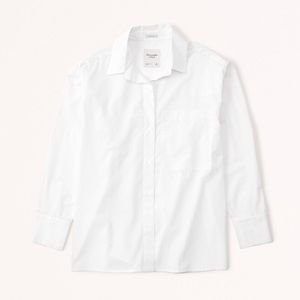 Abercrombie Oversized Straight Hem Poplin Button-Up Shirt